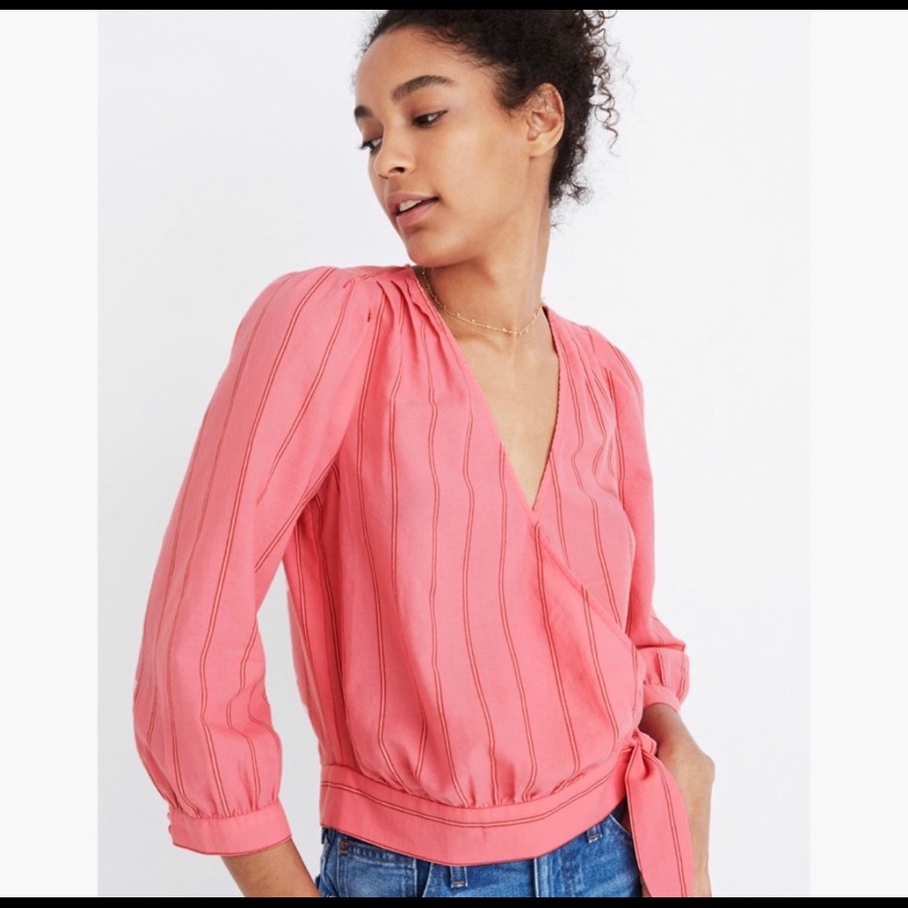 Sale! 🇺🇸 Madewell Pink Cecelia Wrap top Pink M